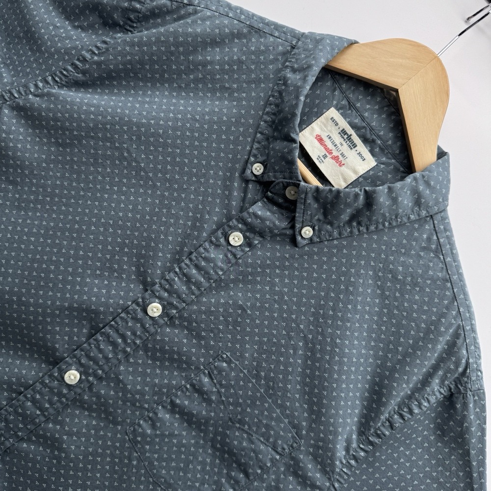 Urban Pipeline Ultimate Shirt Men XXL Short Sleeve Button Up Gray Blue Geometry